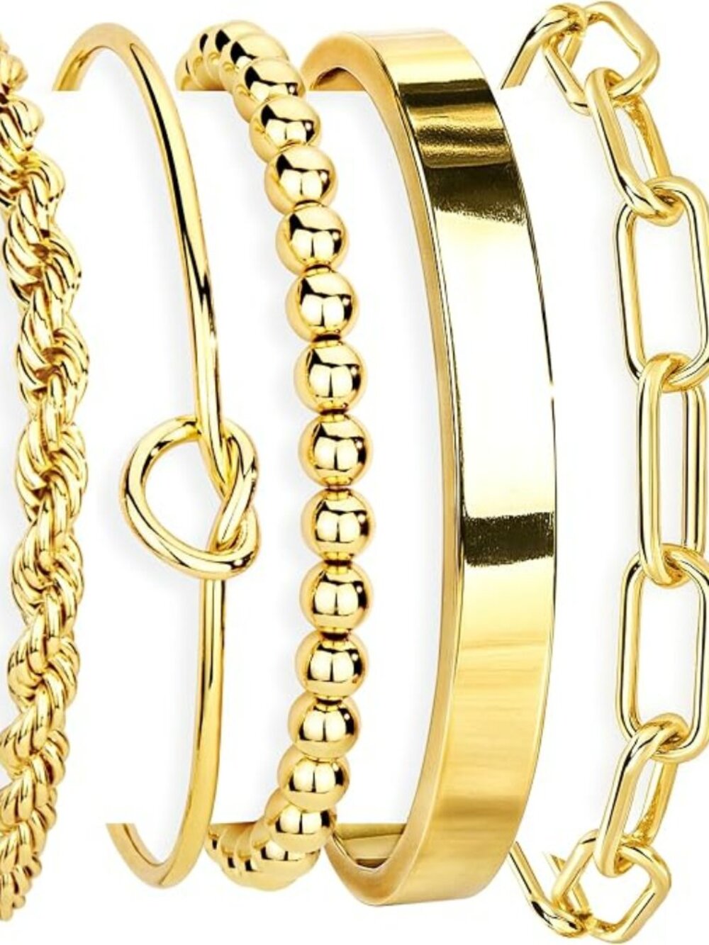 Gold Bracelets Set for Women Non Tarnish, Waterproof 14K Gold Plated SS 925